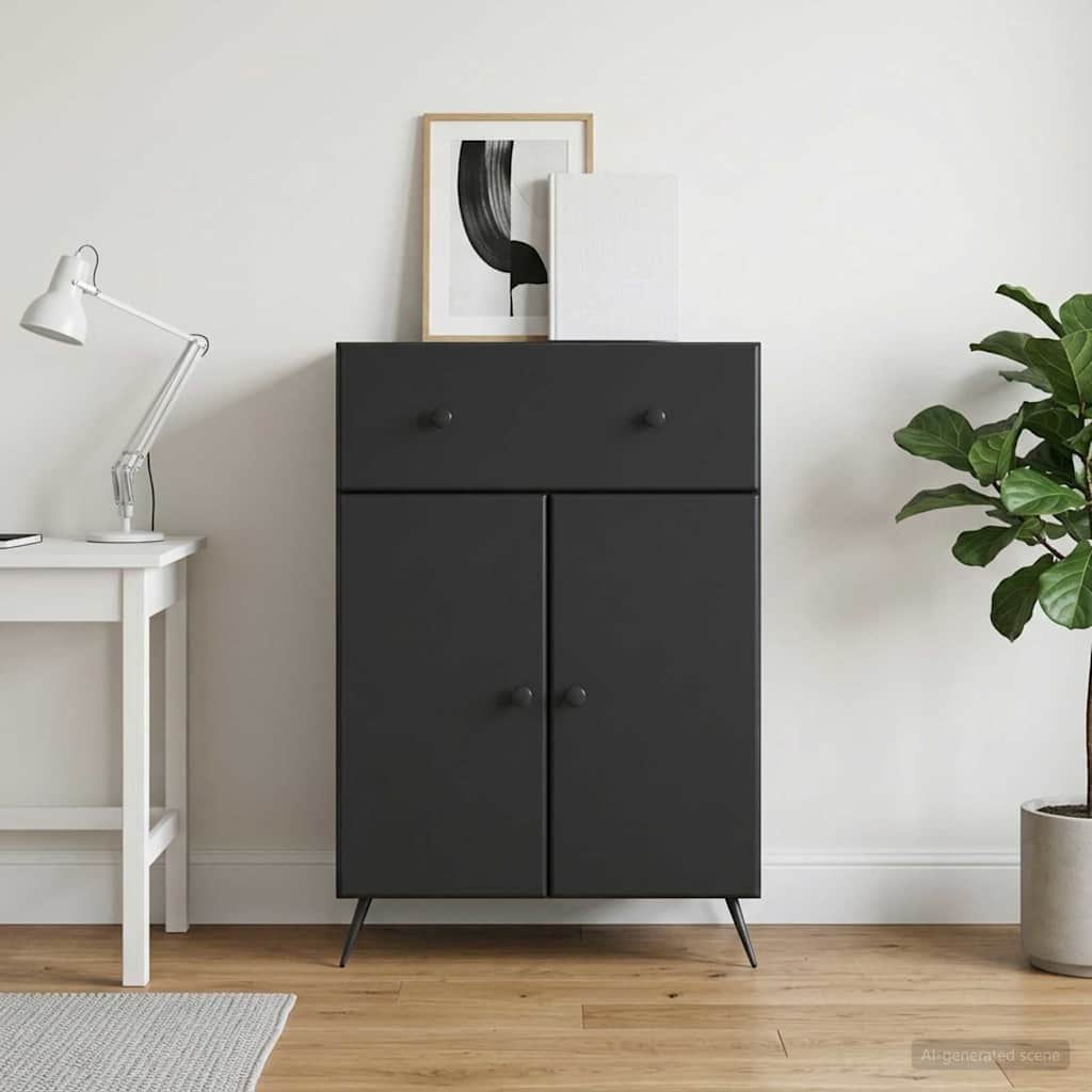 Sideboard Schwarz 66 x 34,5 x 90 cm Holzwerkstoff