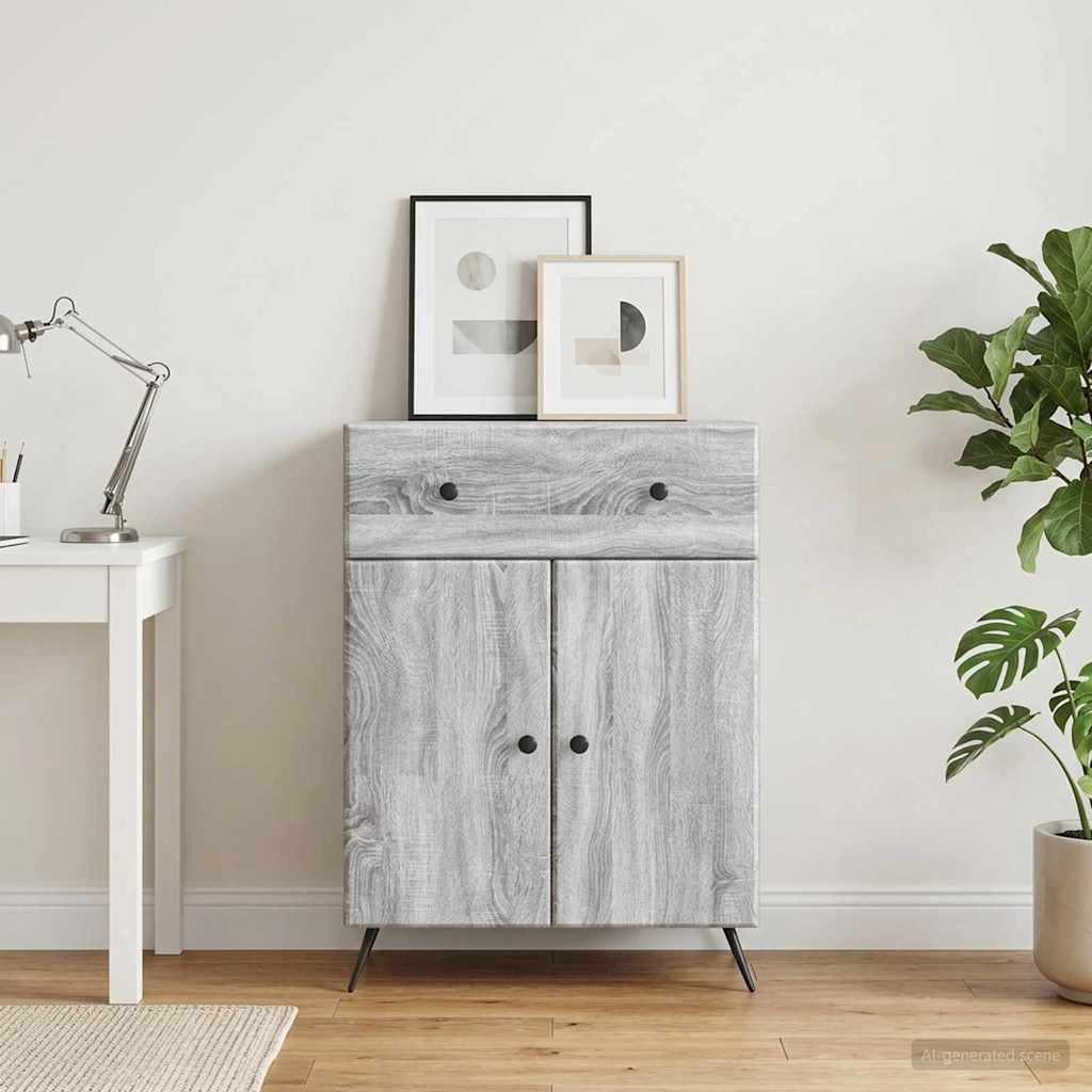 Sideboard Sonoma-Grau 66 x 34,5 x 90 cm Holzwerkstoff