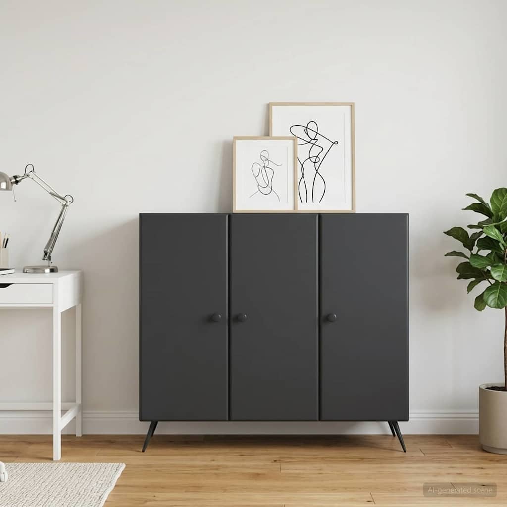 Sideboard Schwarz 89 x 34,5 x 80 cm Holzwerkstoff