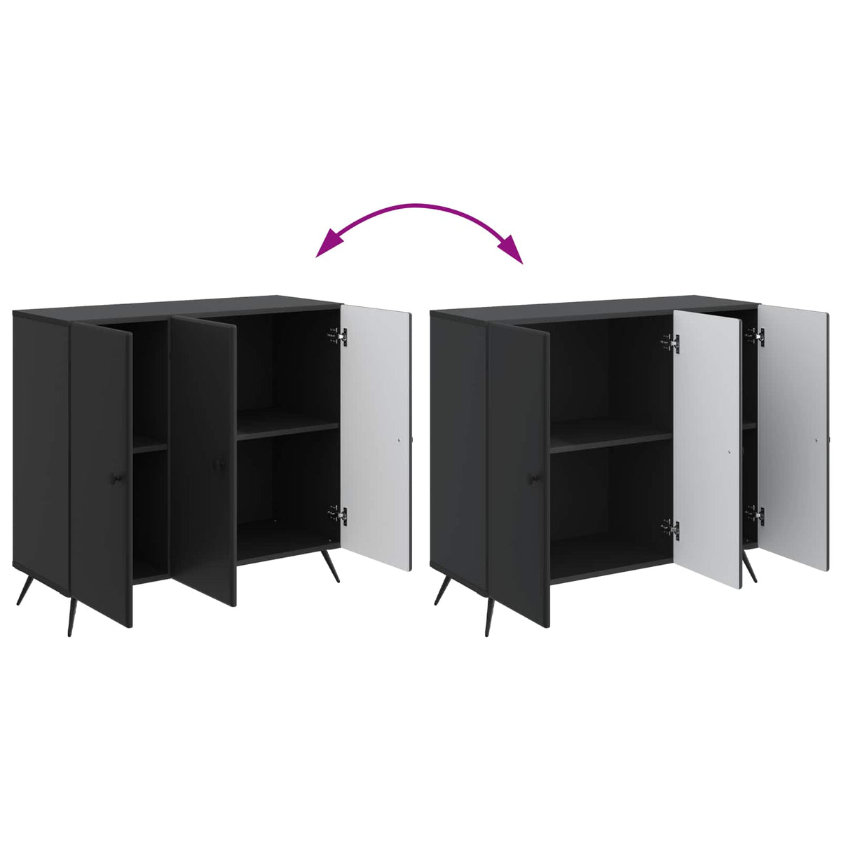 Sideboard Schwarz 89 x 34,5 x 80 cm Holzwerkstoff