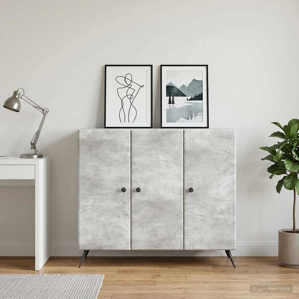 Sideboard Betongrau 89 x 34,5 x 80 cm Holzwerkstoff