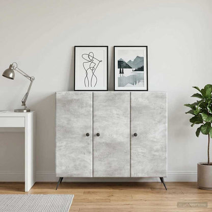 Sideboard Betongrau 89 x 34,5 x 80 cm Holzwerkstoff