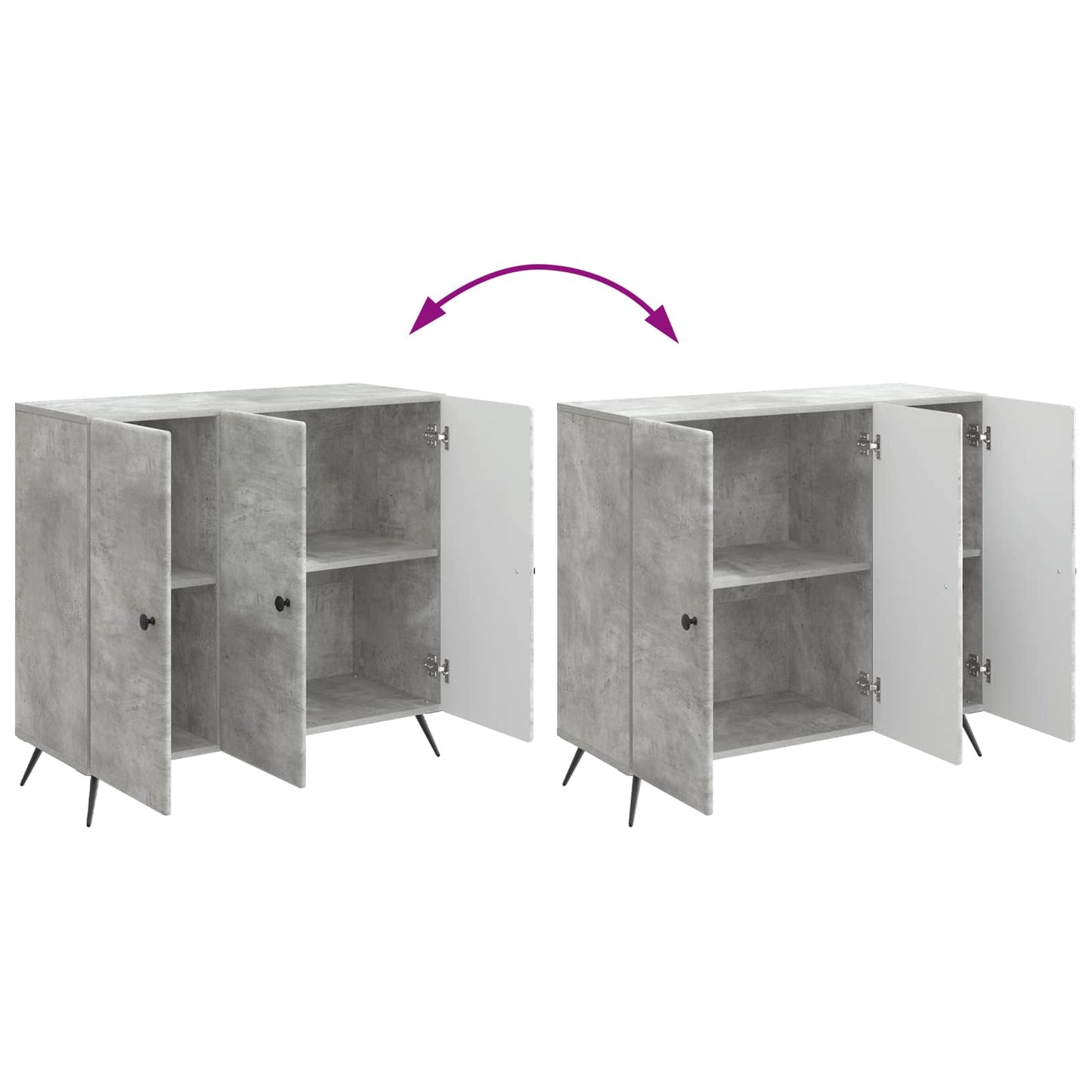 Sideboard Betongrau 89 x 34,5 x 80 cm Holzwerkstoff