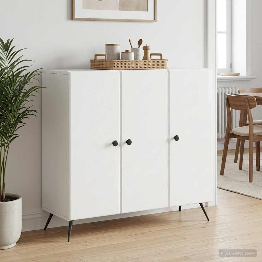 Sideboard Hochglanz Weiß 89 x 34,5 x 80 cm Holzwerkstoff