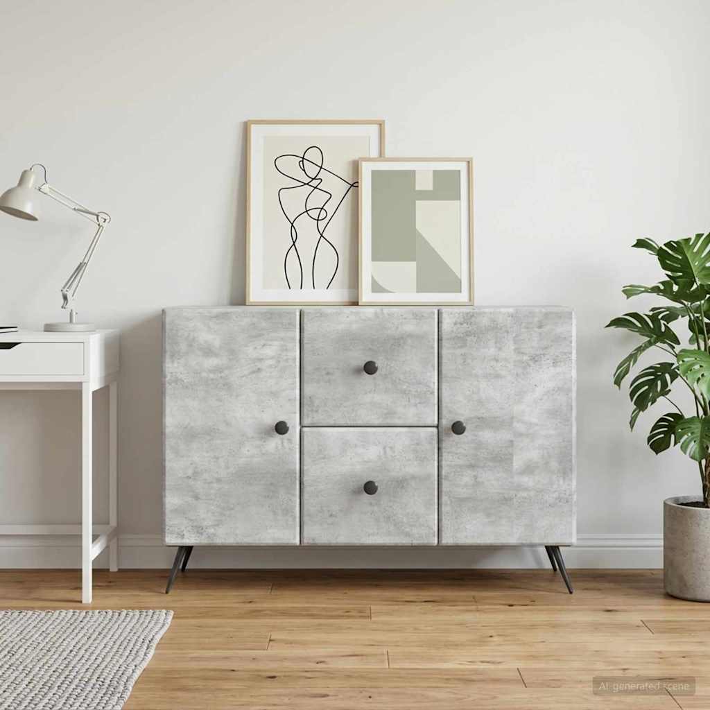 Sideboard Betongrau 89 x 34,5 x 60 cm Holzwerkstoff