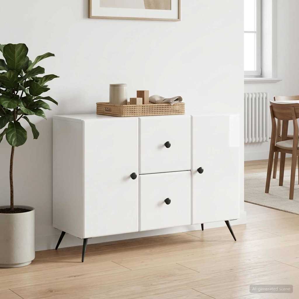 Sideboard Hochglanz Weiß 89 x 34,5 x 60 cm Holzwerkstoff