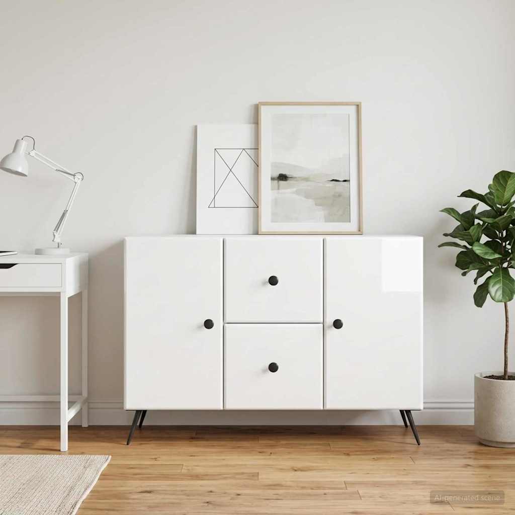 Sideboard Hochglanz Weiß 89 x 34,5 x 60 cm Holzwerkstoff