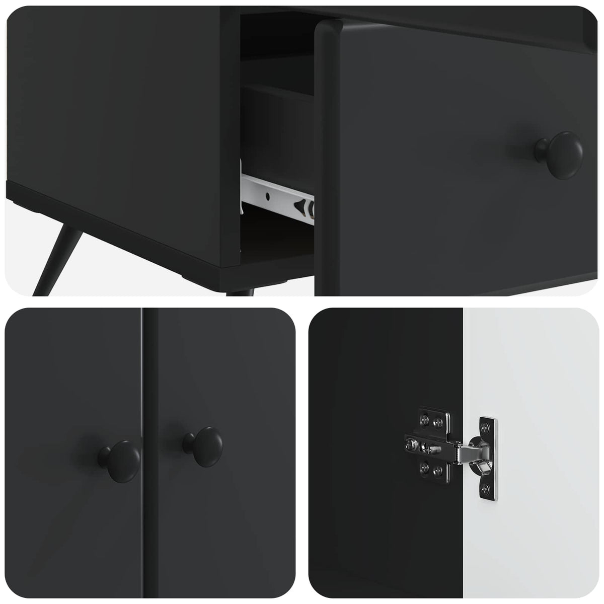 Sideboard Schwarz 66 x 34,5 x 95 cm Holzwerkstoff