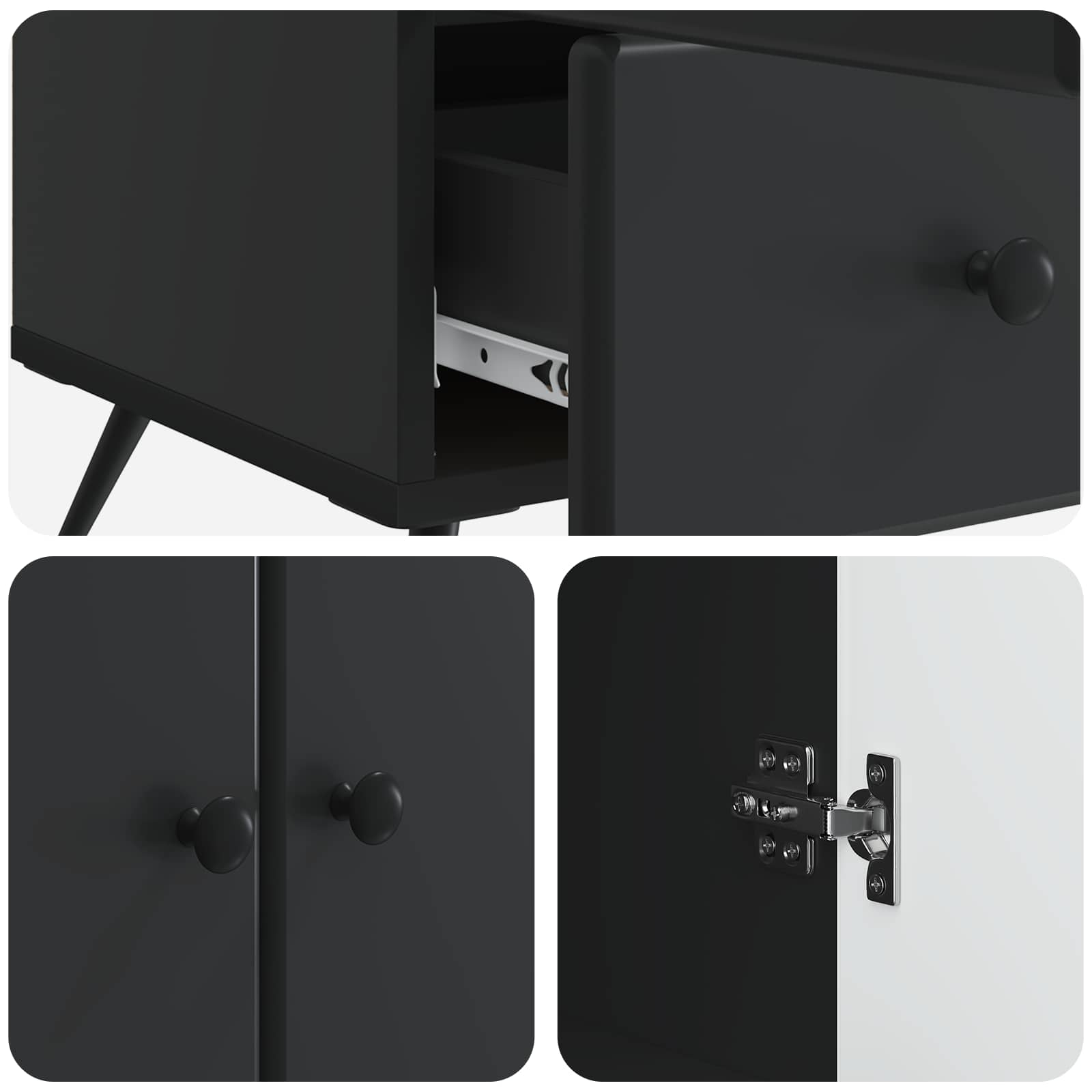 Sideboard Schwarz 66 x 34,5 x 95 cm Holzwerkstoff