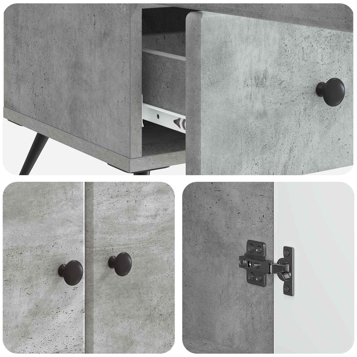 Sideboard Betongrau 66 x 34,5 x 95 cm Holzwerkstoff