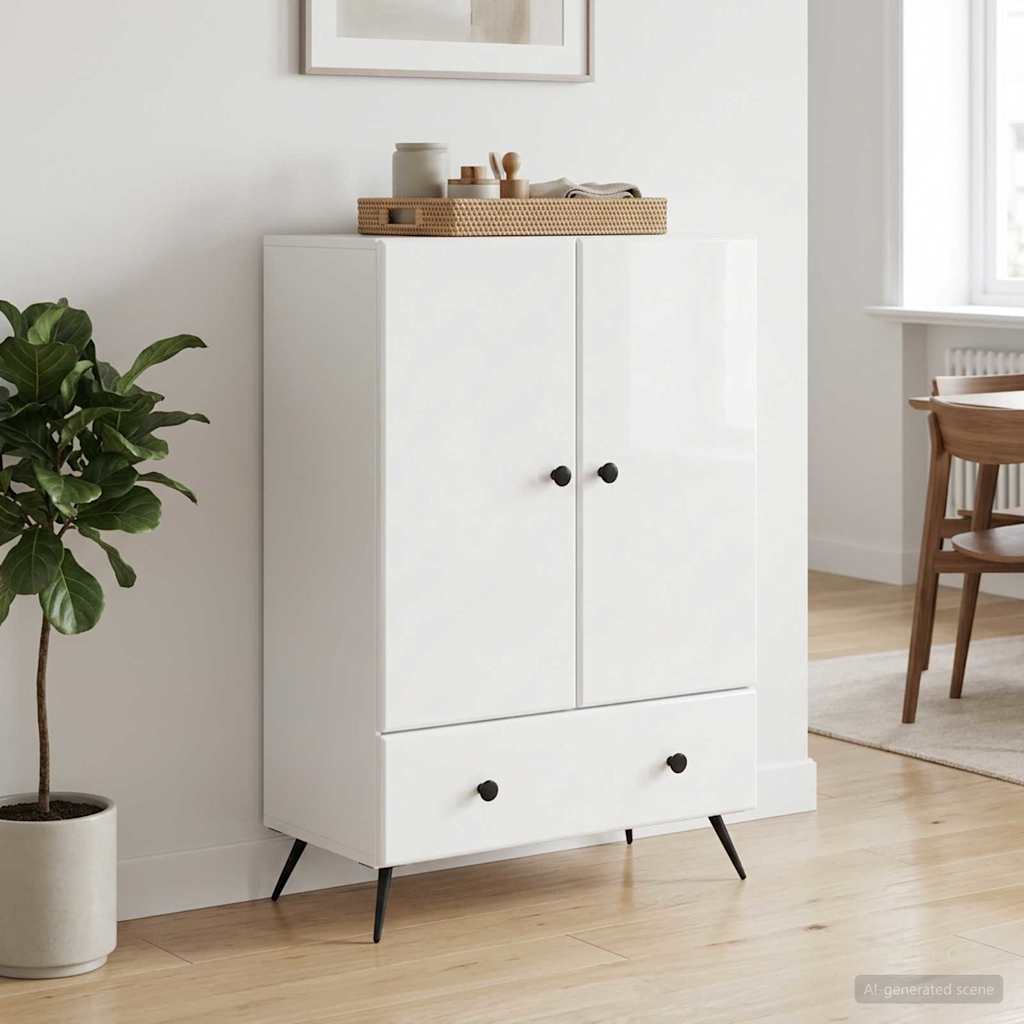Sideboard Hochglanz Weiß 66 x 34,5 x 95 cm Holzwerkstoff