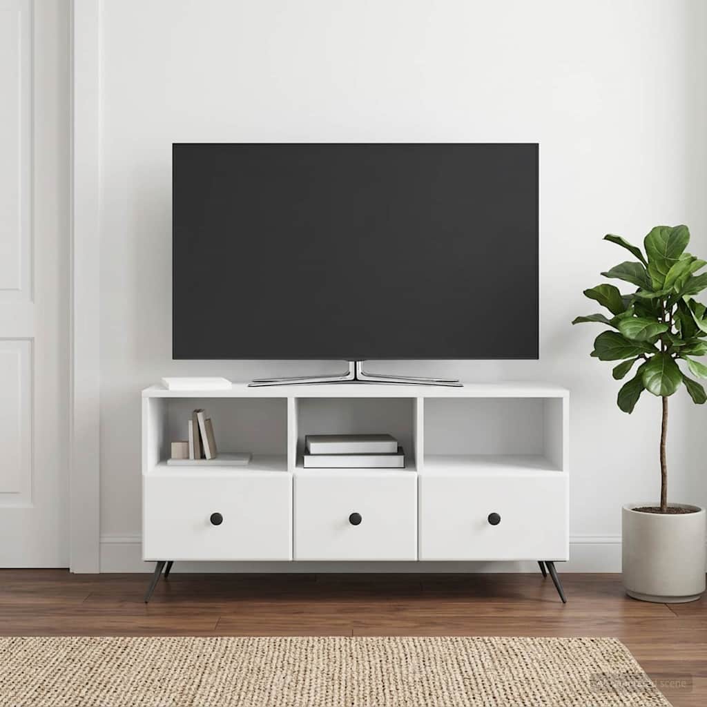 TV-Schränk Hochglanz Weiß 102 x 34,5 x 50 cm Holzwerkstoff