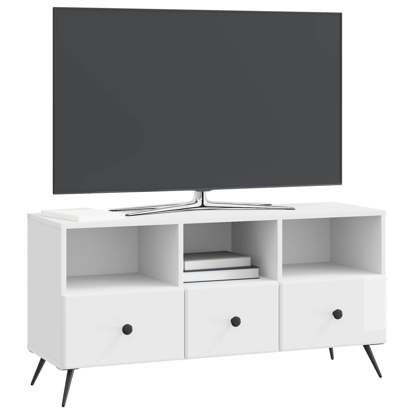 TV-Schränk Hochglanz Weiß 102 x 34,5 x 50 cm Holzwerkstoff