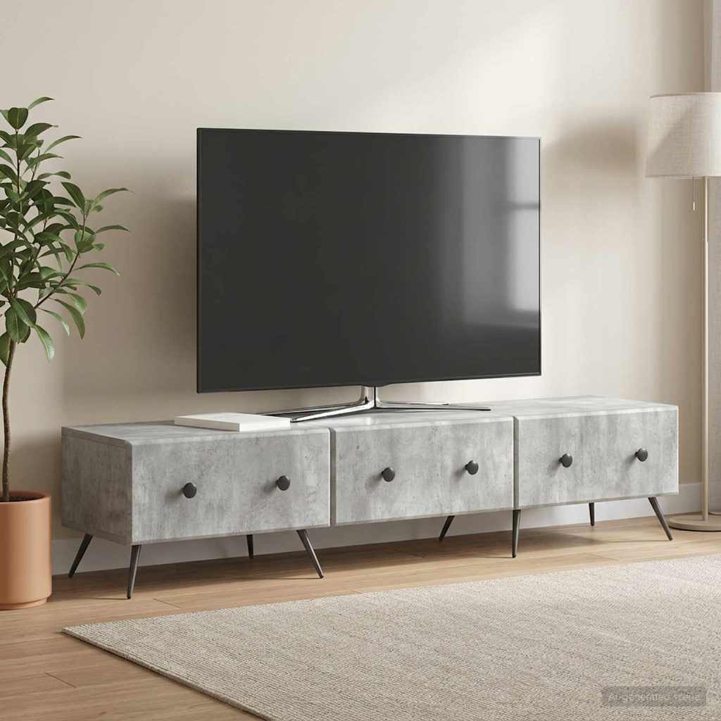 TV-Schränk Betongrau 147 x 34,5 x 30 cm Holzwerkstoff