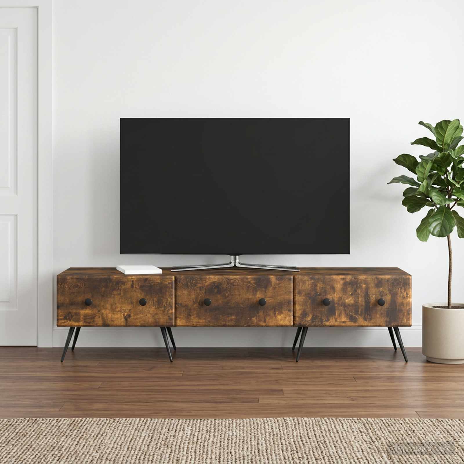 TV-Schränk Geräucherte Eiche 147 x 34,5 x 30 cm Holzwerkstoff
