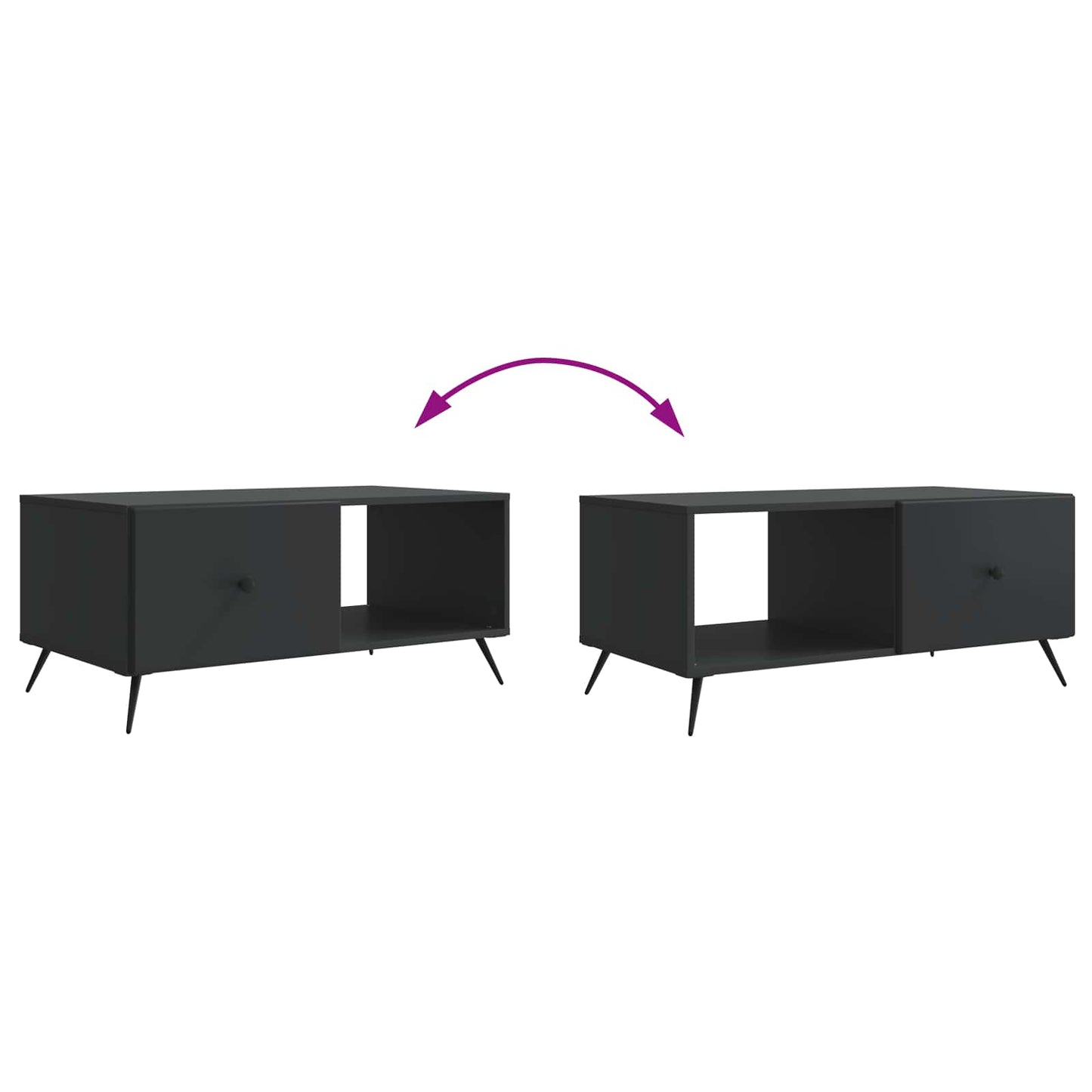 Couchtisch Schwarz 90 x 50 x 40 cm Holzwerkstoff