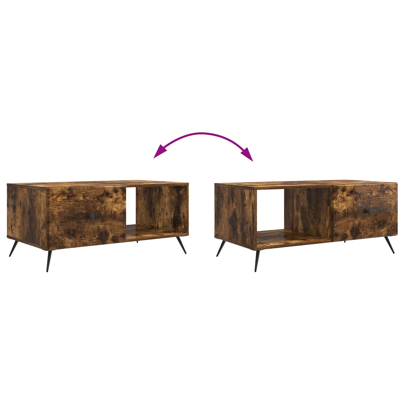 Couchtisch Räuchereiche 90 x 50 x 40 cm Holzwerkstoff