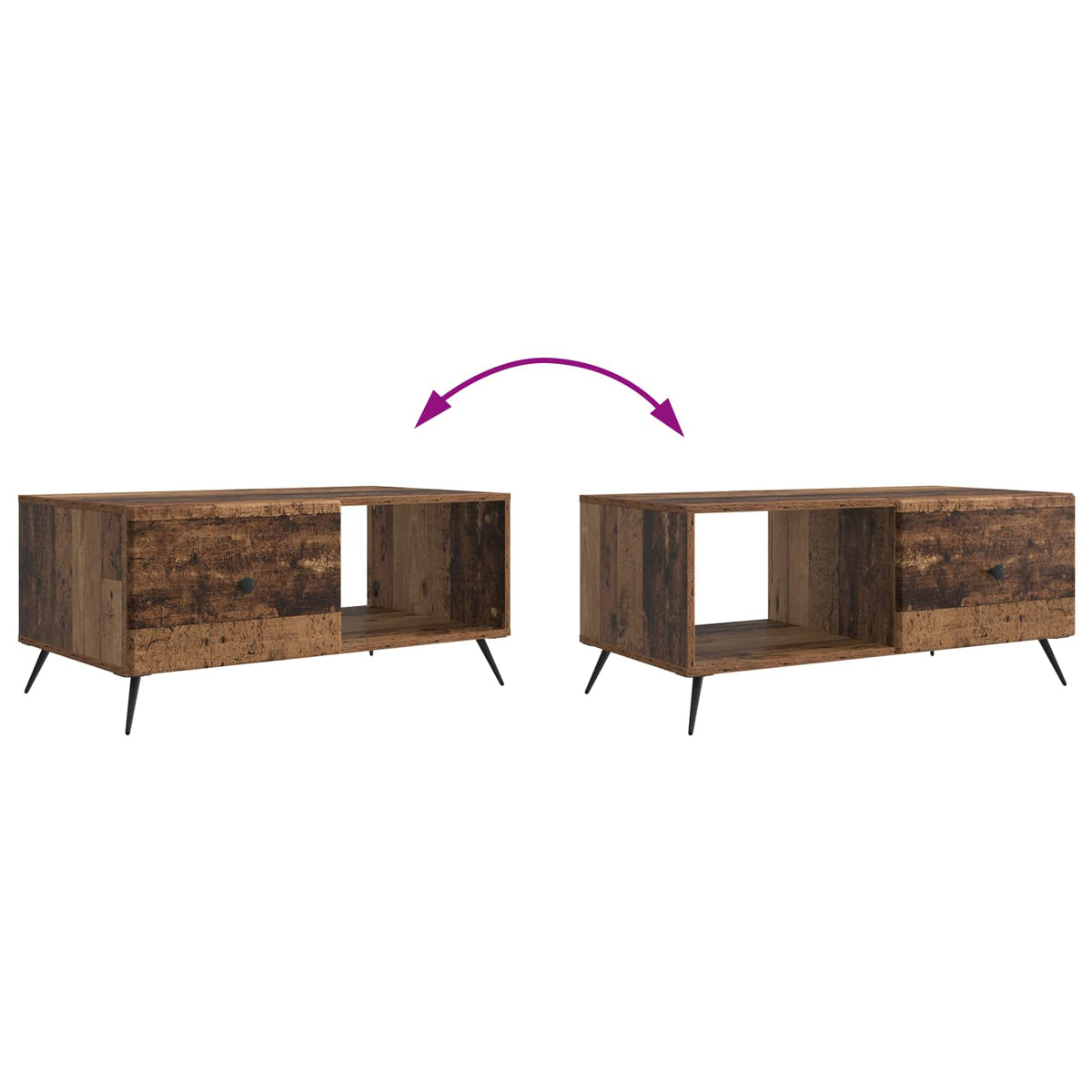 Couchtisch Altholz 90 x 50 x 40 cm Holzwerkstoff
