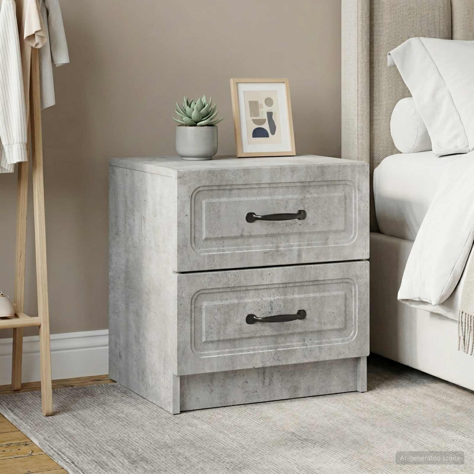 Nachttisch 2 Stk. Betongrau 43 x 34,5 x 44,5 cm Holzwerkstoff