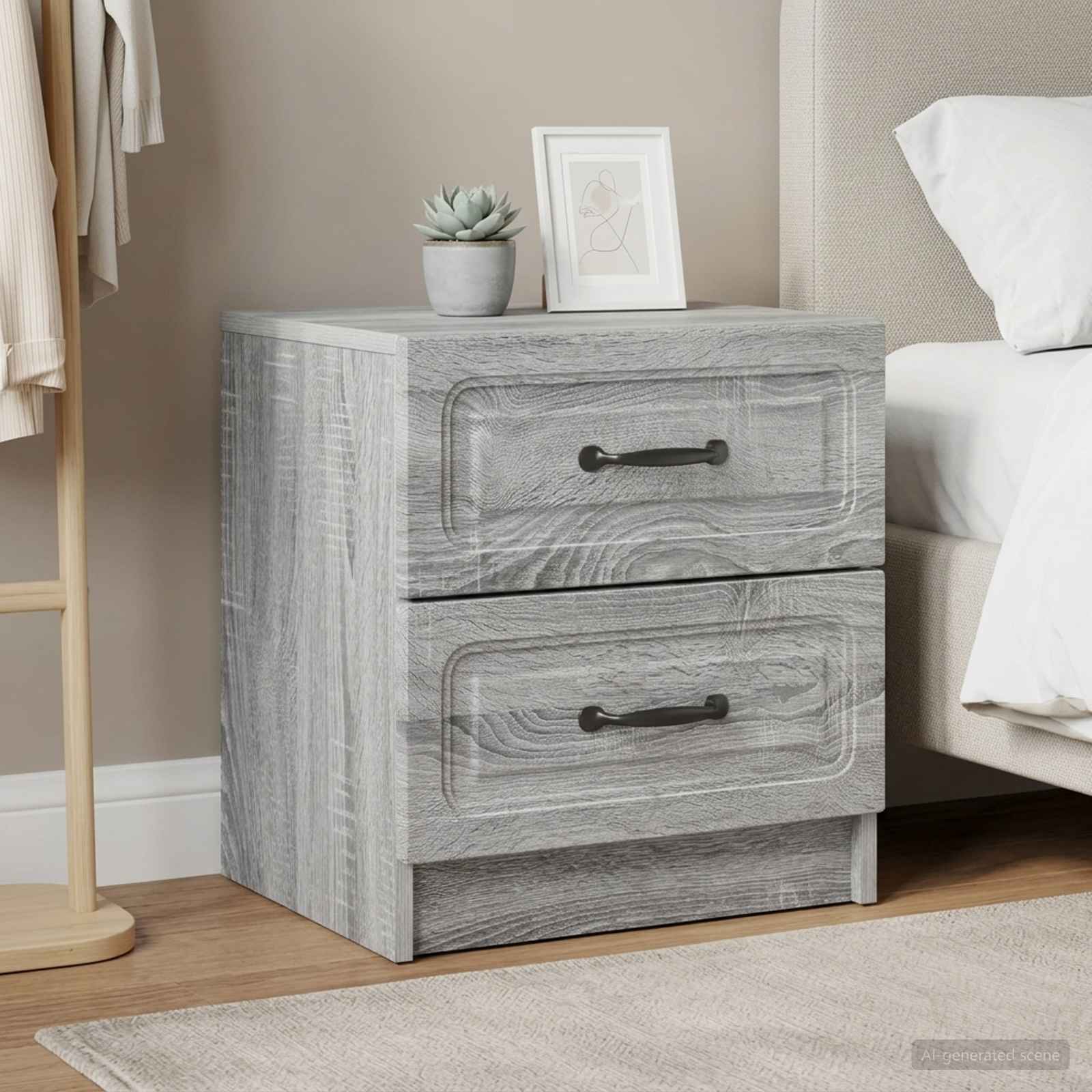 Nachttisch 2 Stk. Sonoma-Grau 43 x 34,5 x 44,5 cm Holzwerkstoff