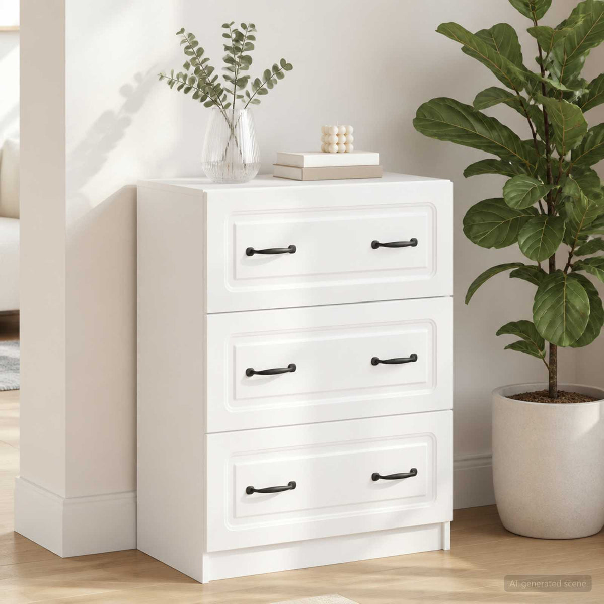 Schubladenschrank 66 x 34,5 x 87 cm Holzwerkstoff Weiß