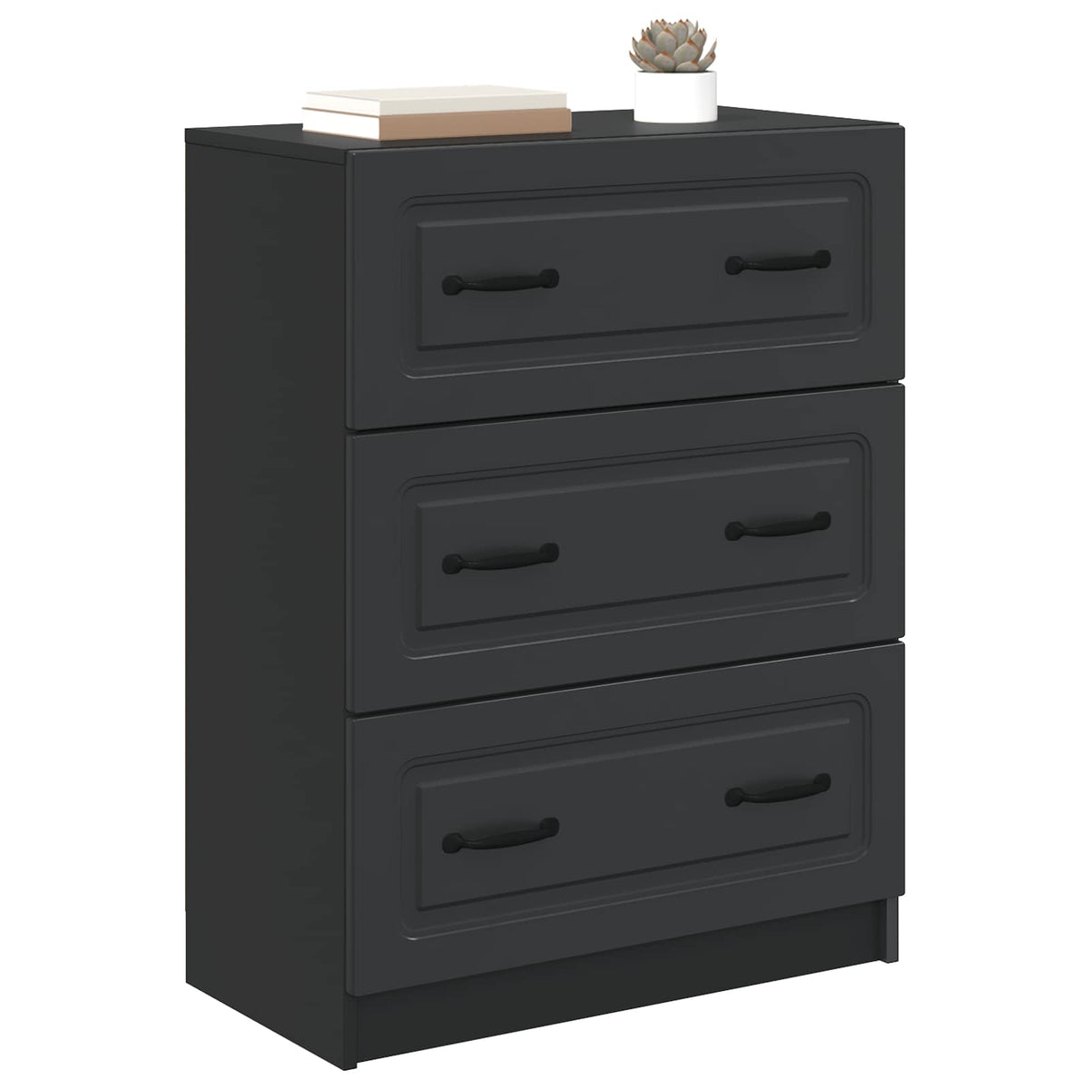 Schubladenschrank 66 x 34,5 x 87 cm Holzwerkstoff Schwarz