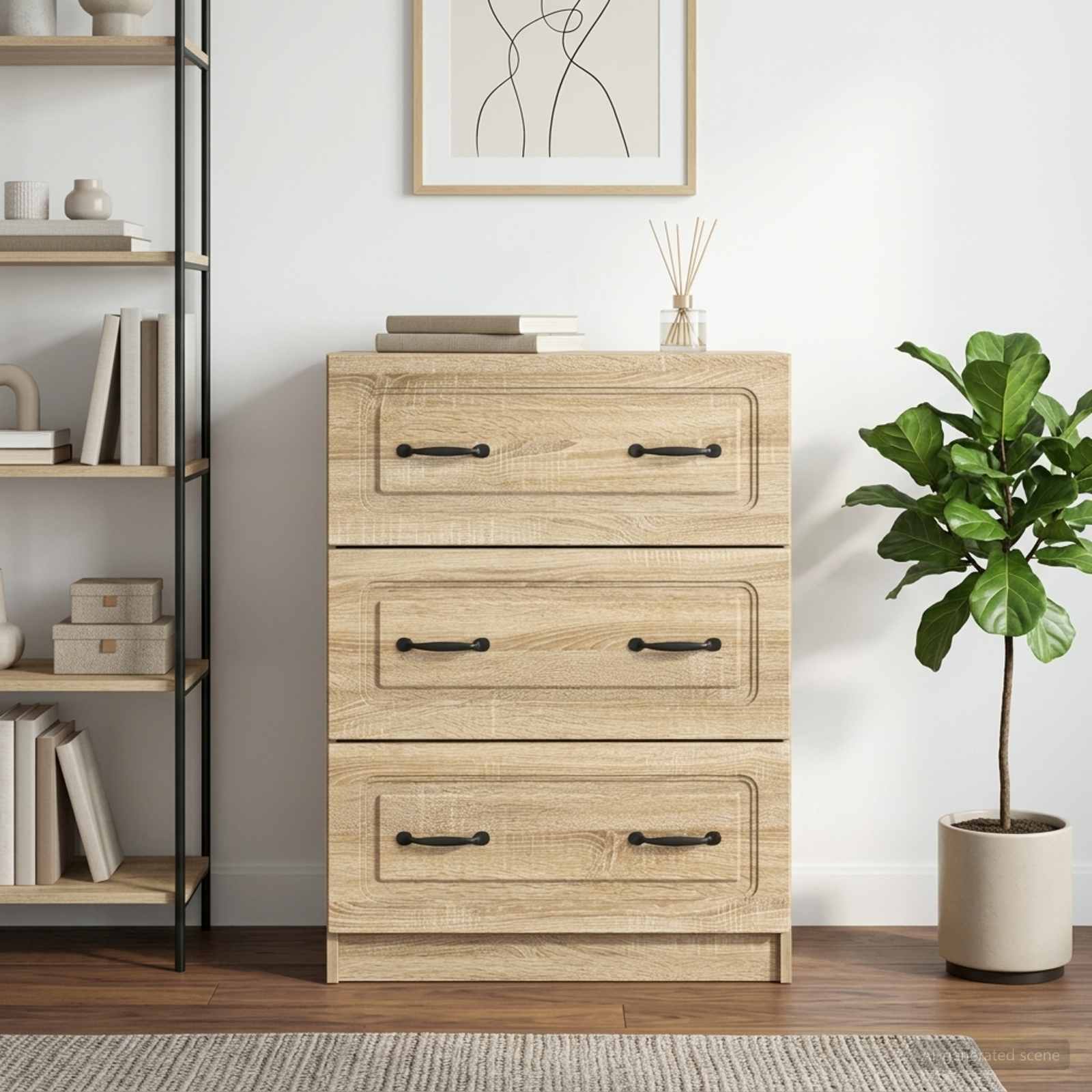 Schubladenschrank 66 x 34,5 x 87 cm Holzwerkstoff Sonoma-Eiche
