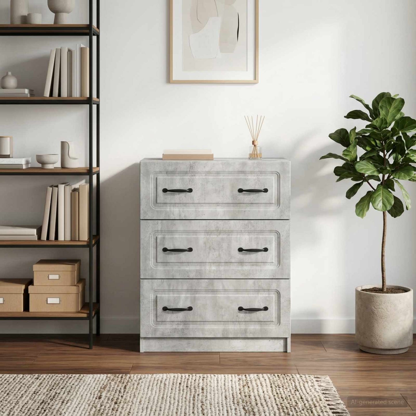 Schubladenschrank 66 x 34,5 x 87 cm Holzwerkstoff Betongrau