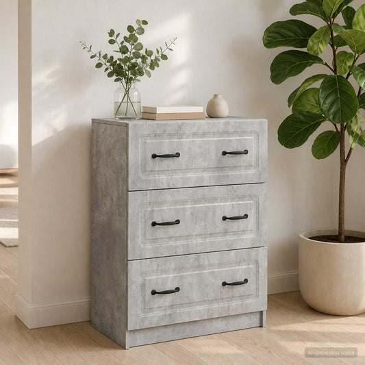 Schubladenschrank 66 x 34,5 x 87 cm Holzwerkstoff Betongrau