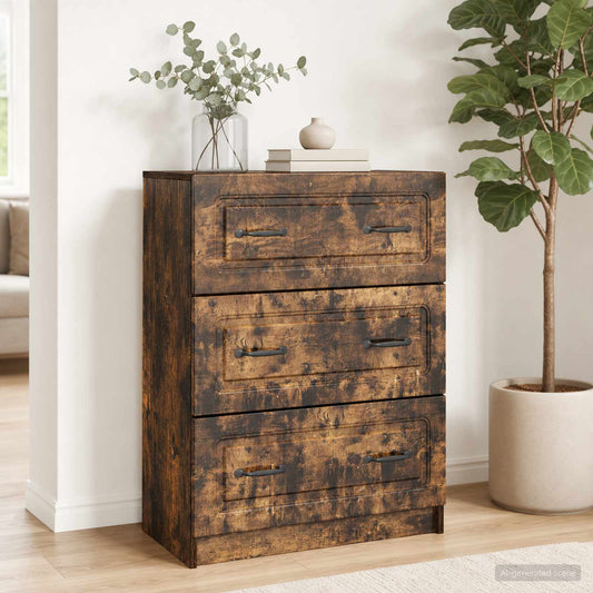 Schubladenschrank 66 x 34,5 x 87 cm Holzwerkstoff Räuchereiche