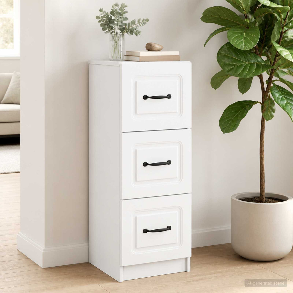 Schubladenschrank Weiß 33 x 34,5 x 87 cm Holzwerkstoff