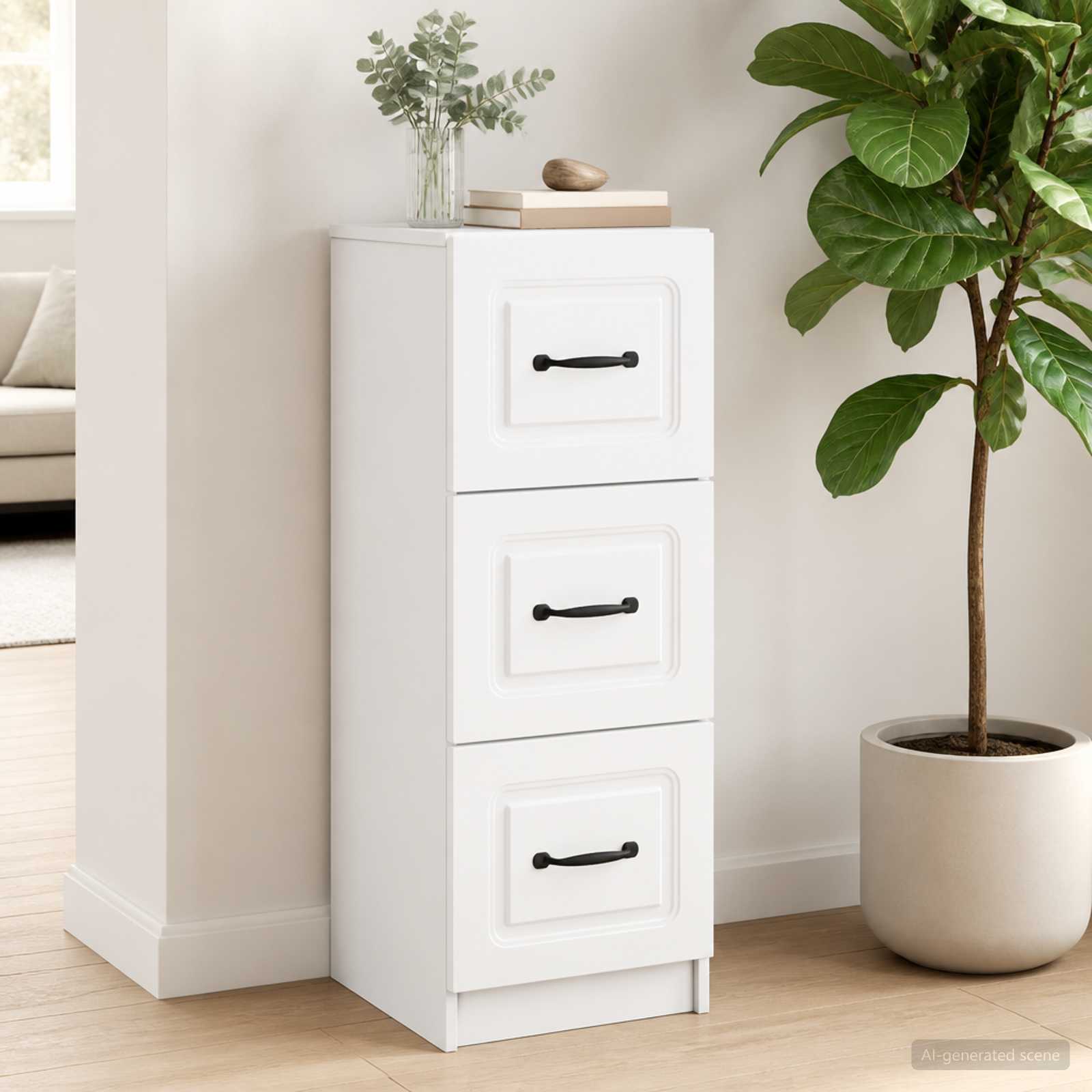 Schubladenschrank Weiß 33 x 34,5 x 87 cm Holzwerkstoff