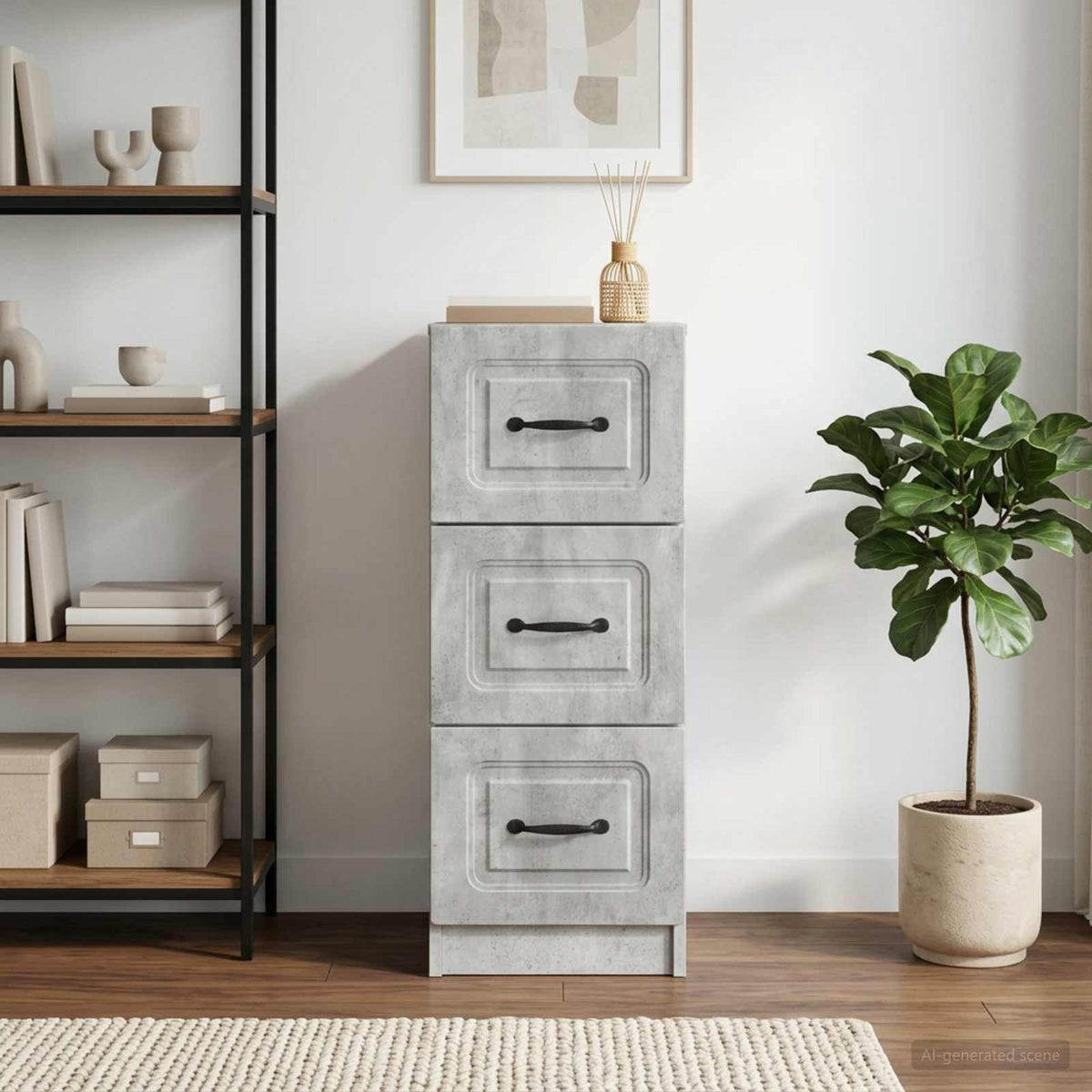Schubladenschrank Betongrau 33 x 34,5 x 87 cm Holzwerkstoff