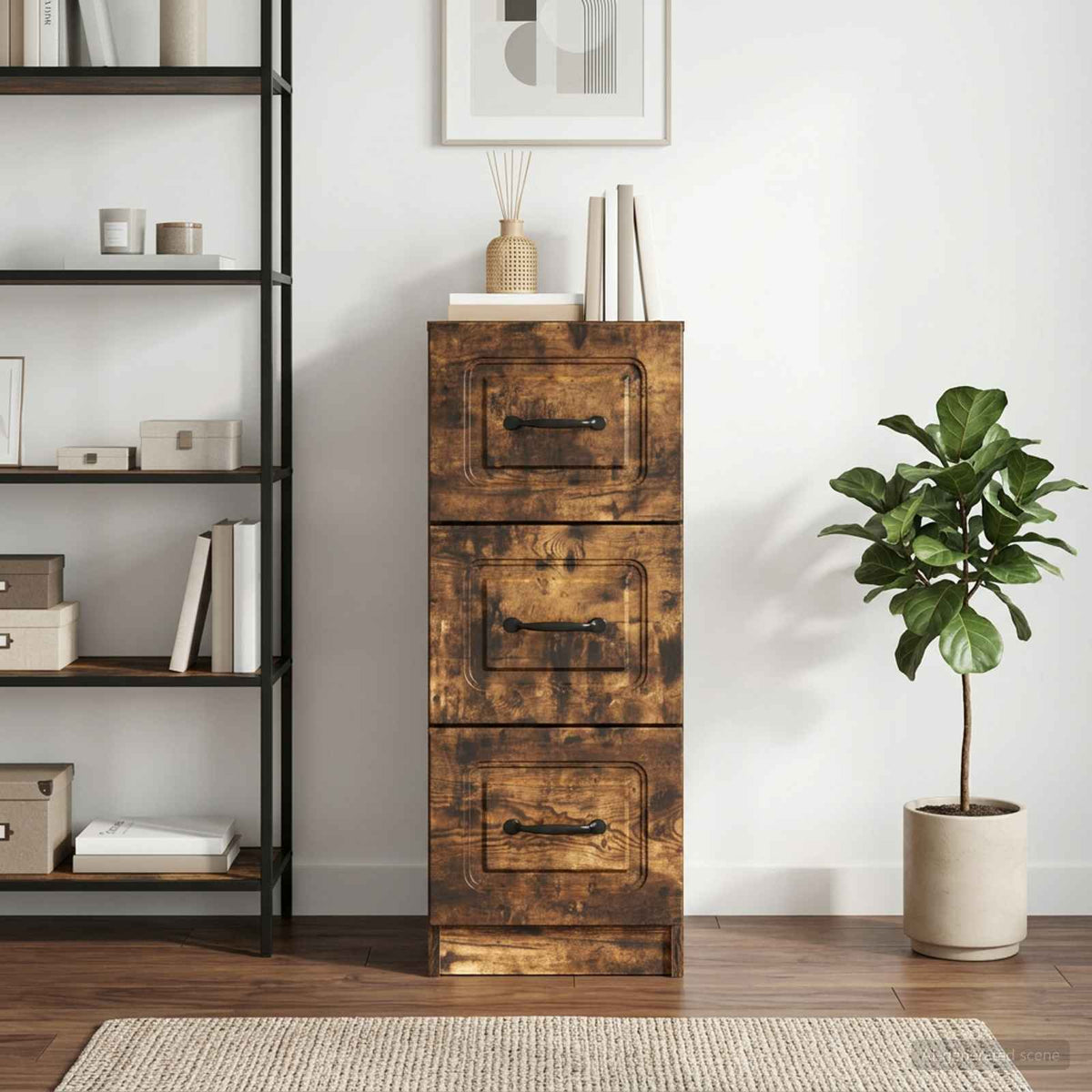 Schubladenschrank Geräucherte Eiche 33 x 34,5 x 87 cm