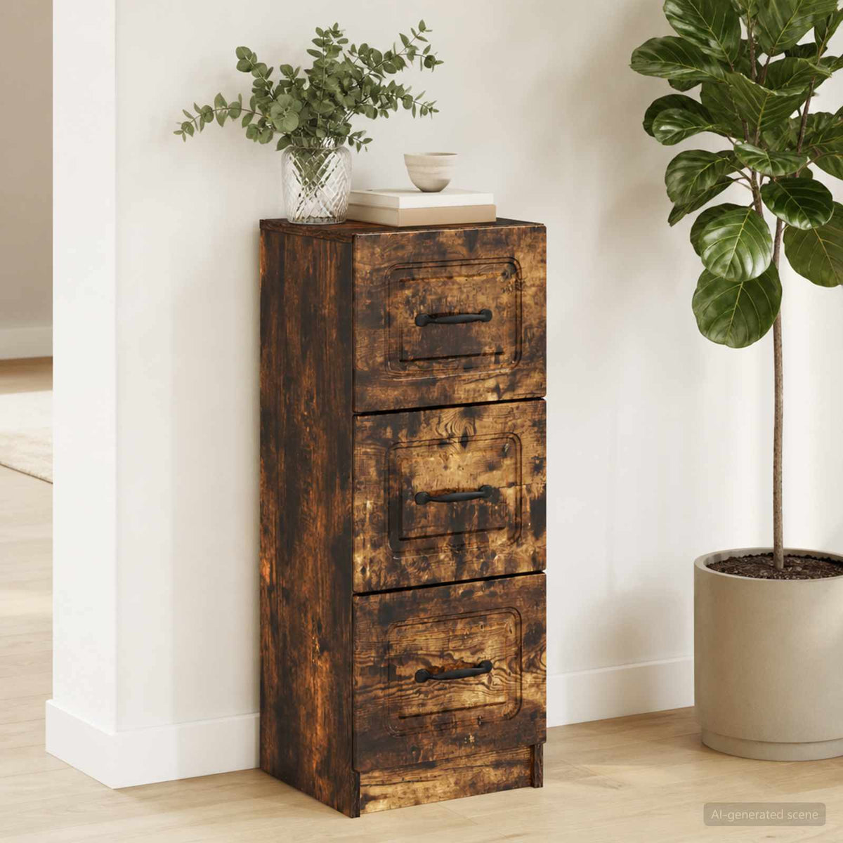 Schubladenschrank Geräucherte Eiche 33 x 34,5 x 87 cm