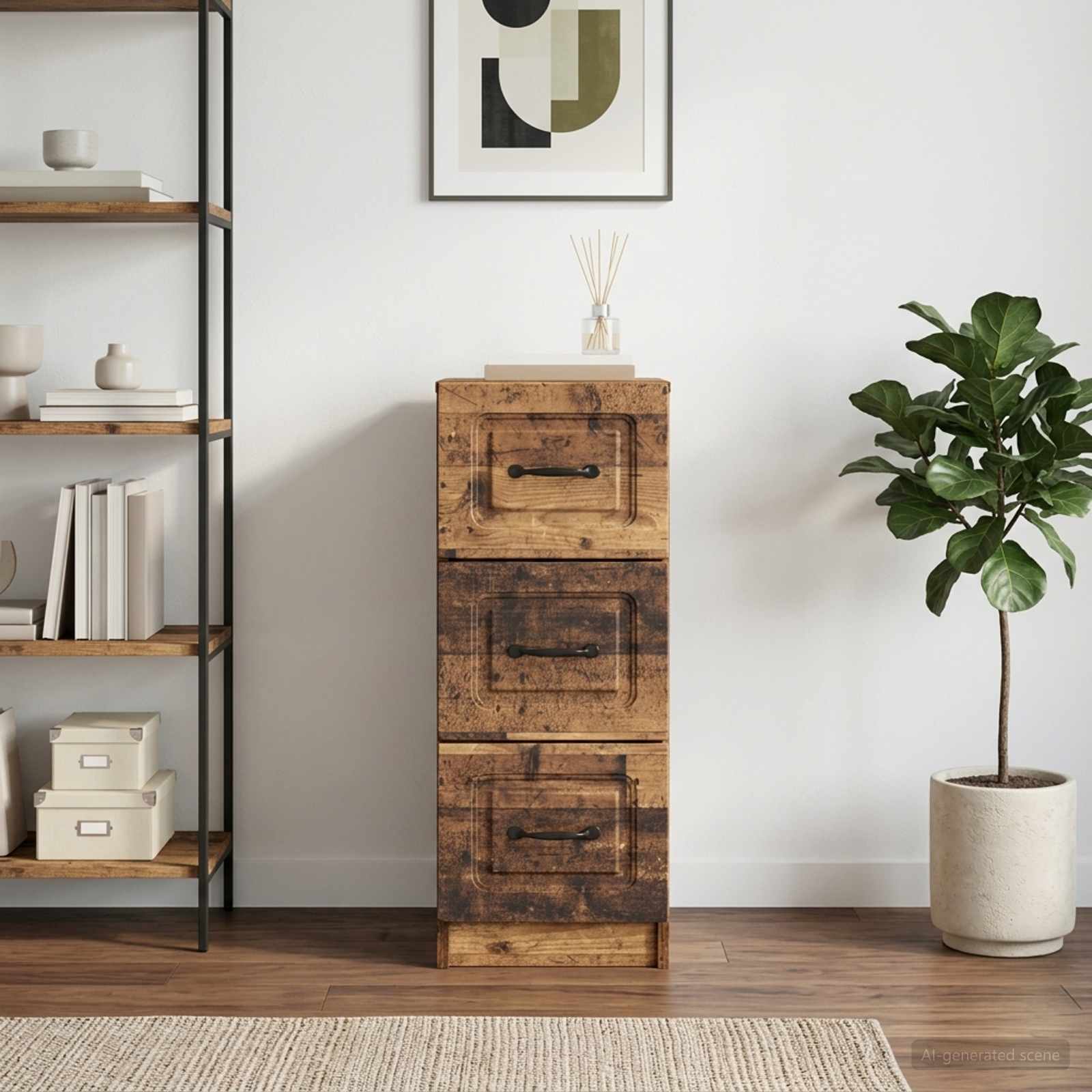 Schubladenschrank Altholz 33 x 34,5 x 87 cm Holzwerkstoff