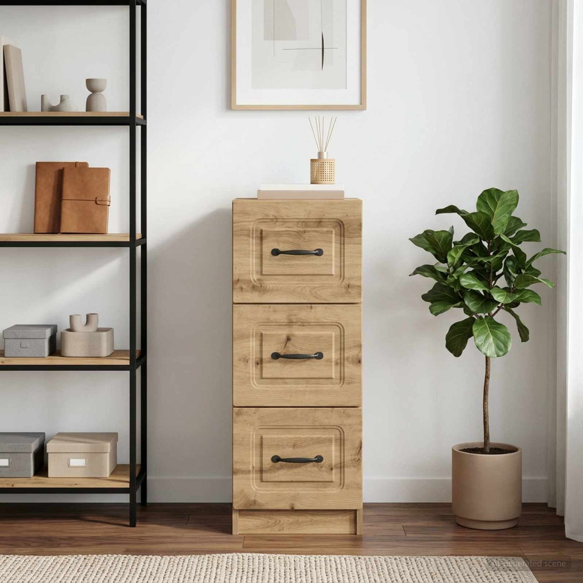 Schubladenschrank 33 x 34,5 x 87 cm Holzwerkstoff Artisan-Eiche