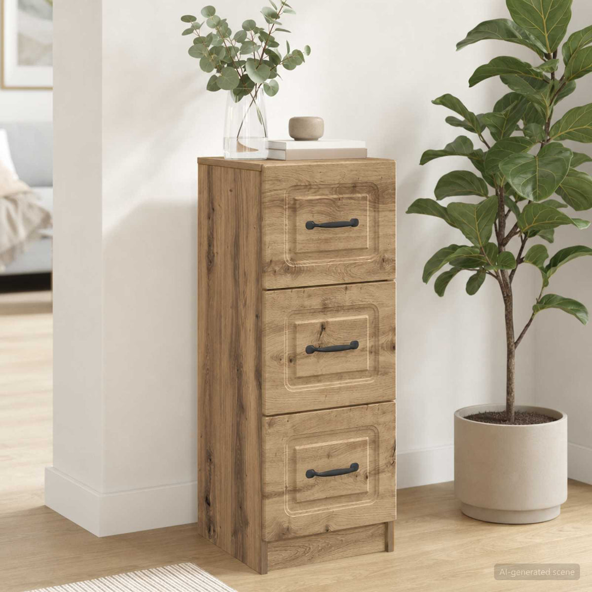 Schubladenschrank 33 x 34,5 x 87 cm Holzwerkstoff Artisan-Eiche