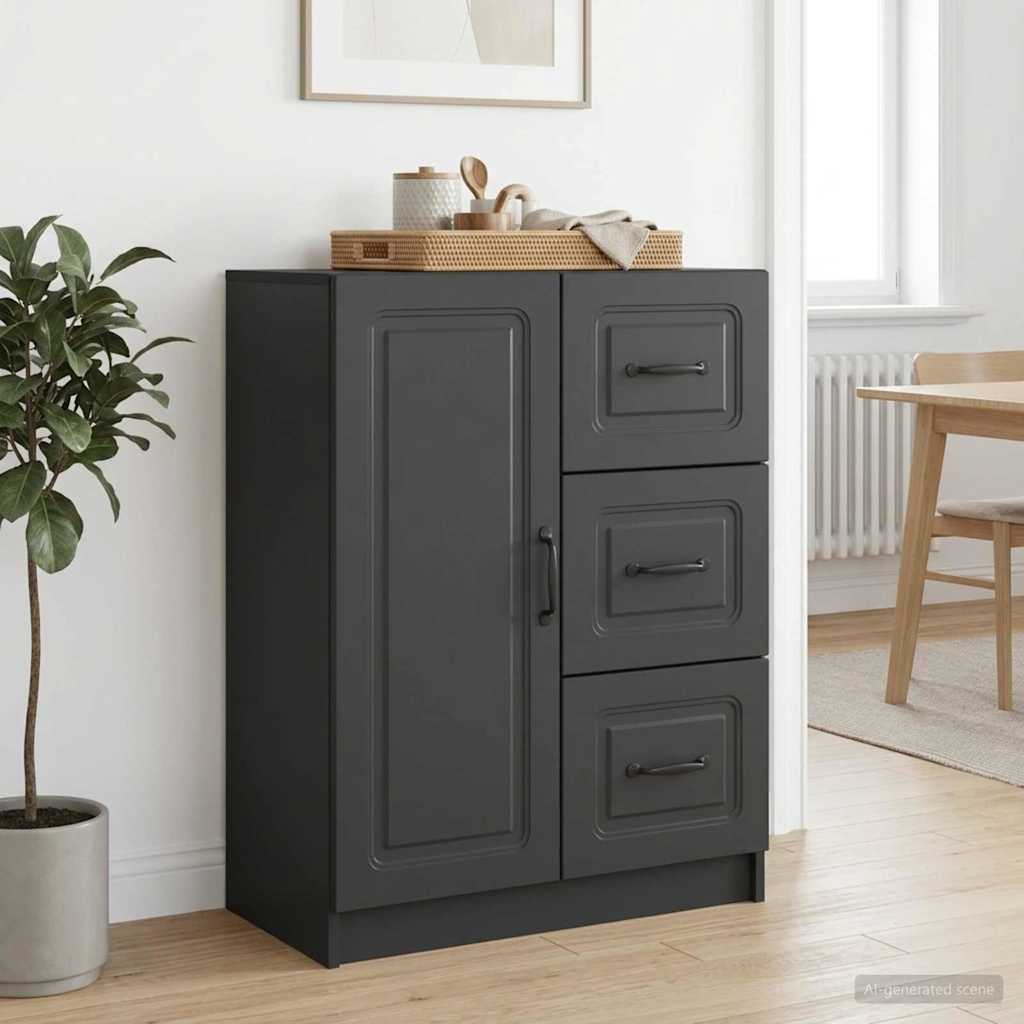 Sideboard Schwarz 66 x 34,5 x 87 cm Holzwerkstoff