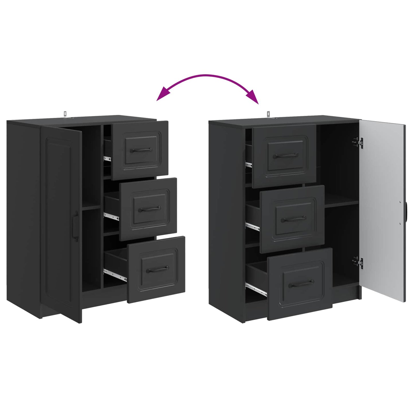 Sideboard Schwarz 66 x 34,5 x 87 cm Holzwerkstoff