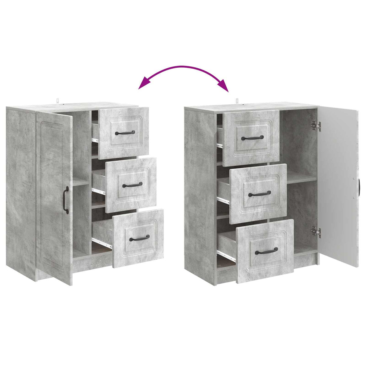 Sideboard Betongrau 66 x 34,5 x 87 cm Holzwerkstoff