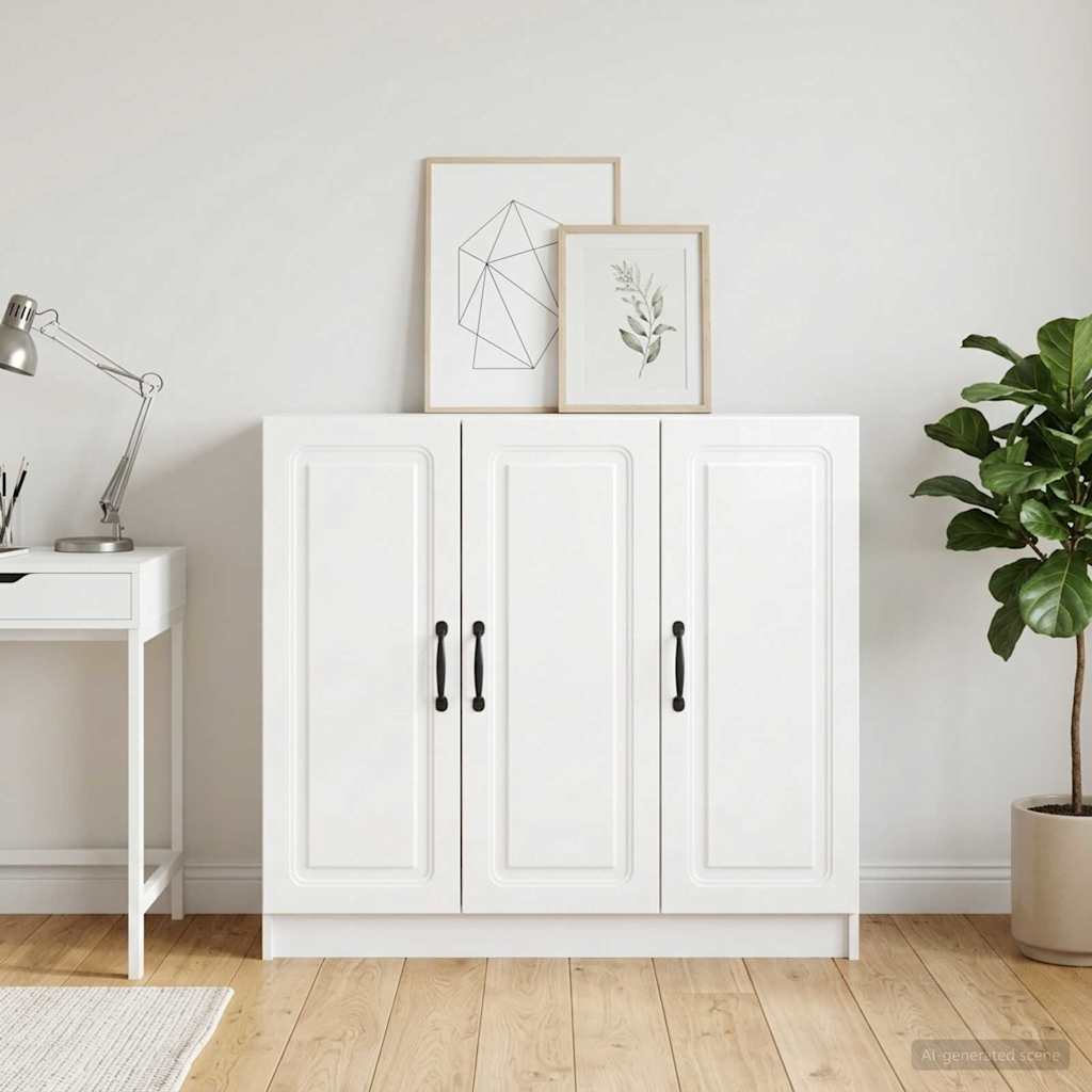 Sideboard Hochglanz Weiß 89 x 34,5 x 77 cm Holzwerkstoff