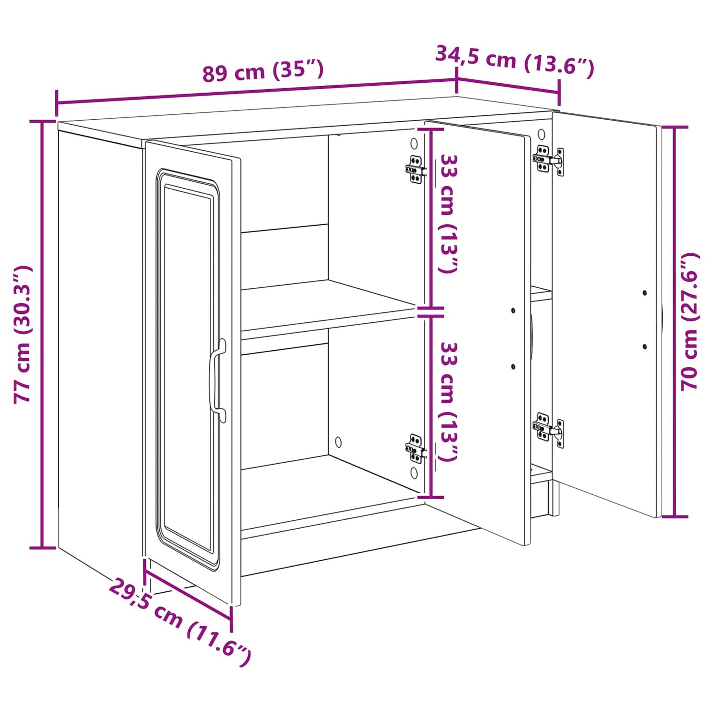 Sideboard Räuchereiche 89 x 34,5 x 77 cm Holzwerkstoff