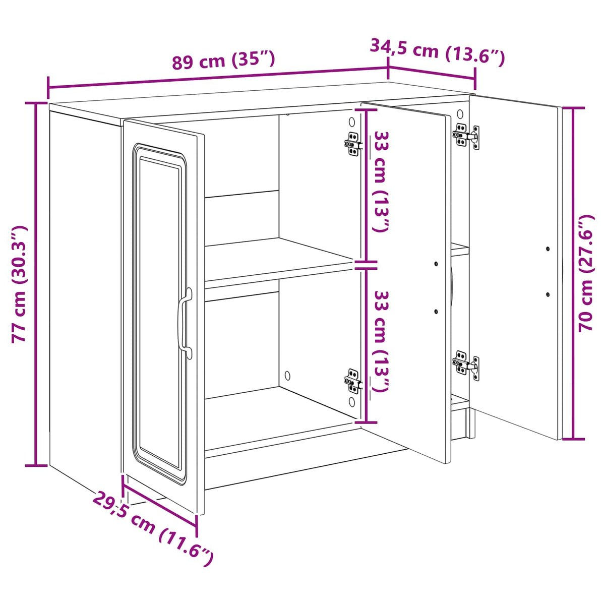 Sideboard Räuchereiche 89 x 34,5 x 77 cm Holzwerkstoff