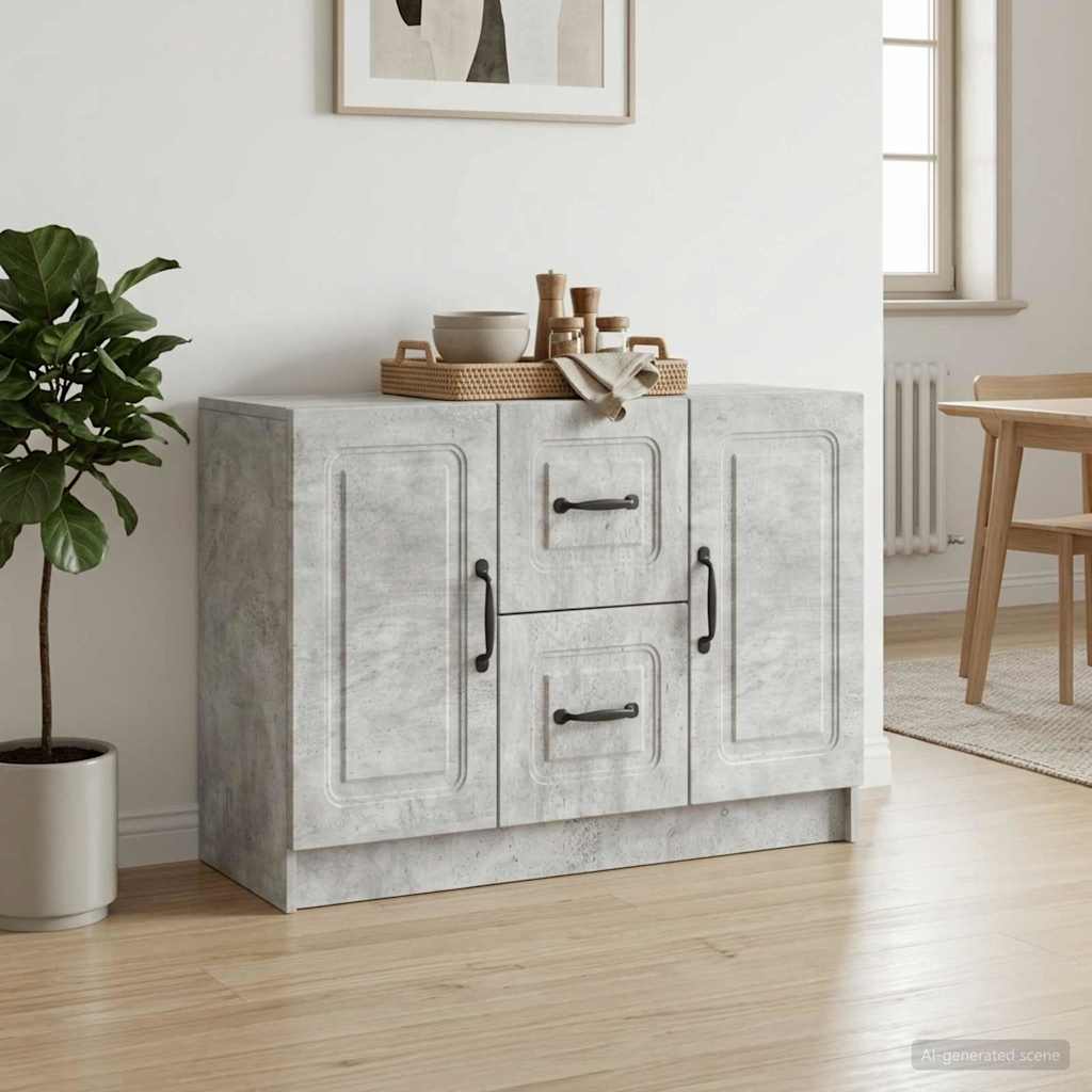 Sideboard Betongrau 89 x 34,5 x 57 cm Holzwerkstoff