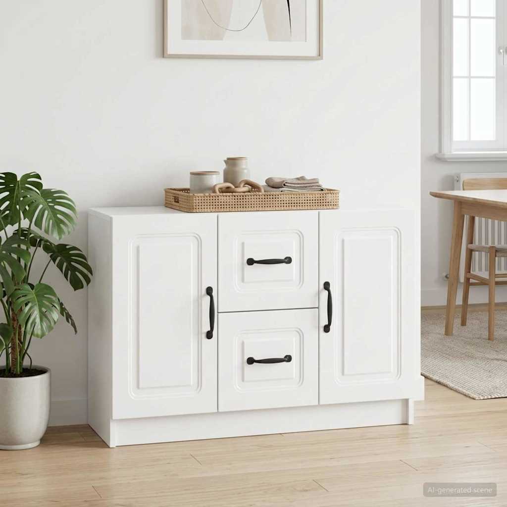 Sideboard Hochglanz Weiß 89 x 34,5 x 57 cm Holzwerkstoff