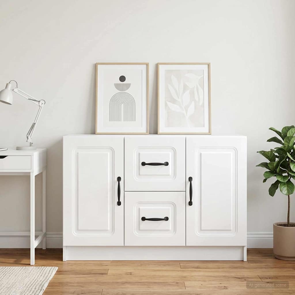 Sideboard Hochglanz Weiß 89 x 34,5 x 57 cm Holzwerkstoff