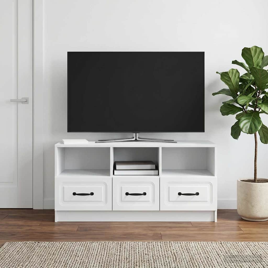 TV-Schränk mit Schubladen Weiß 102 x 34,5 x 47 cm Holzwerkstoff