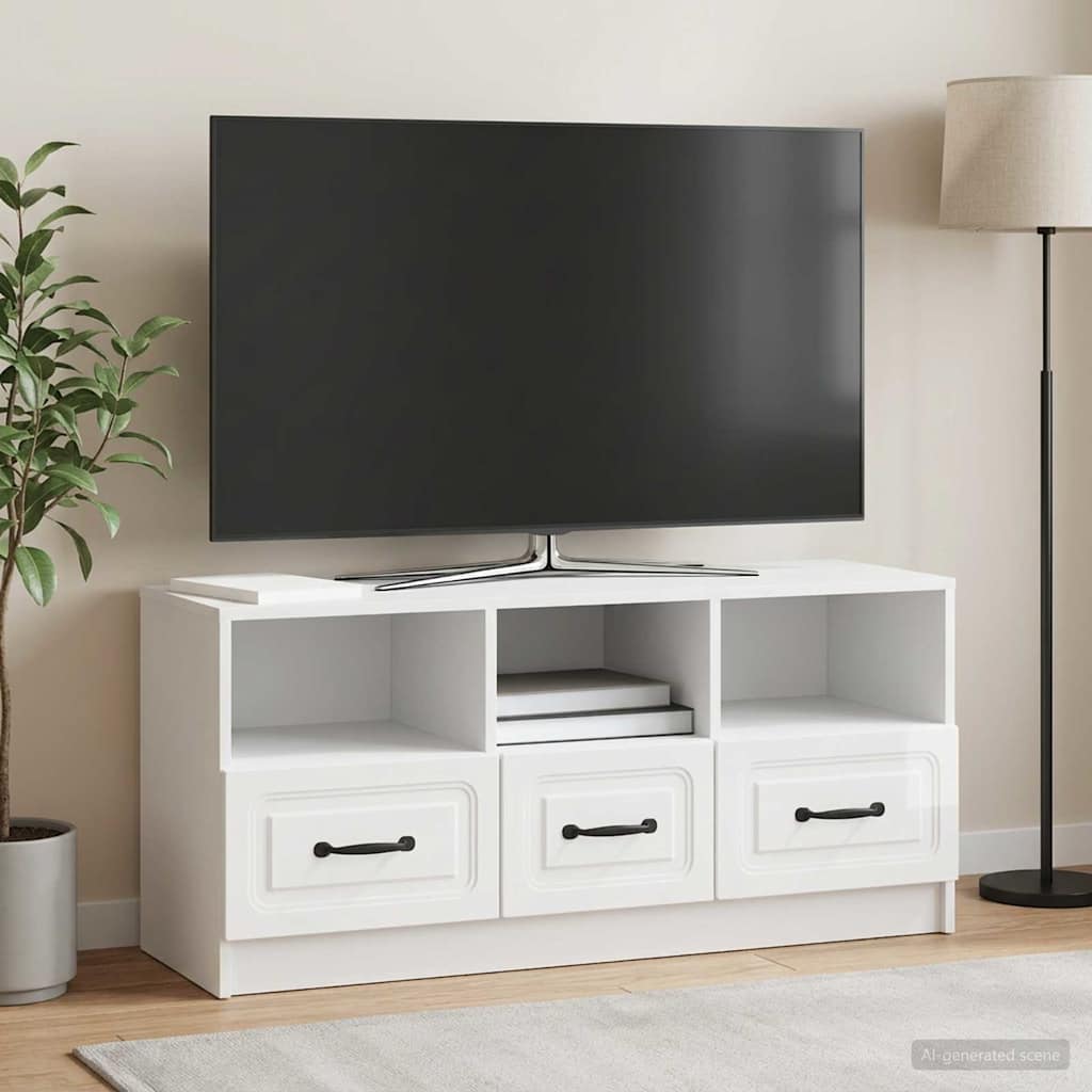 TV-Schränk Hochglanz Weiß 102 x 34,5 x 47 cm Holzwerkstoff
