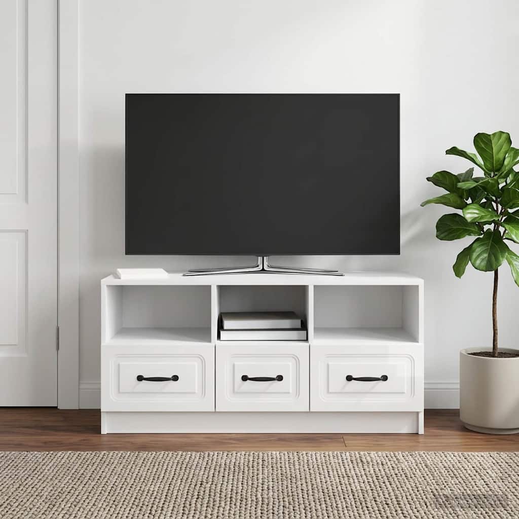TV-Schränk Hochglanz Weiß 102 x 34,5 x 47 cm Holzwerkstoff